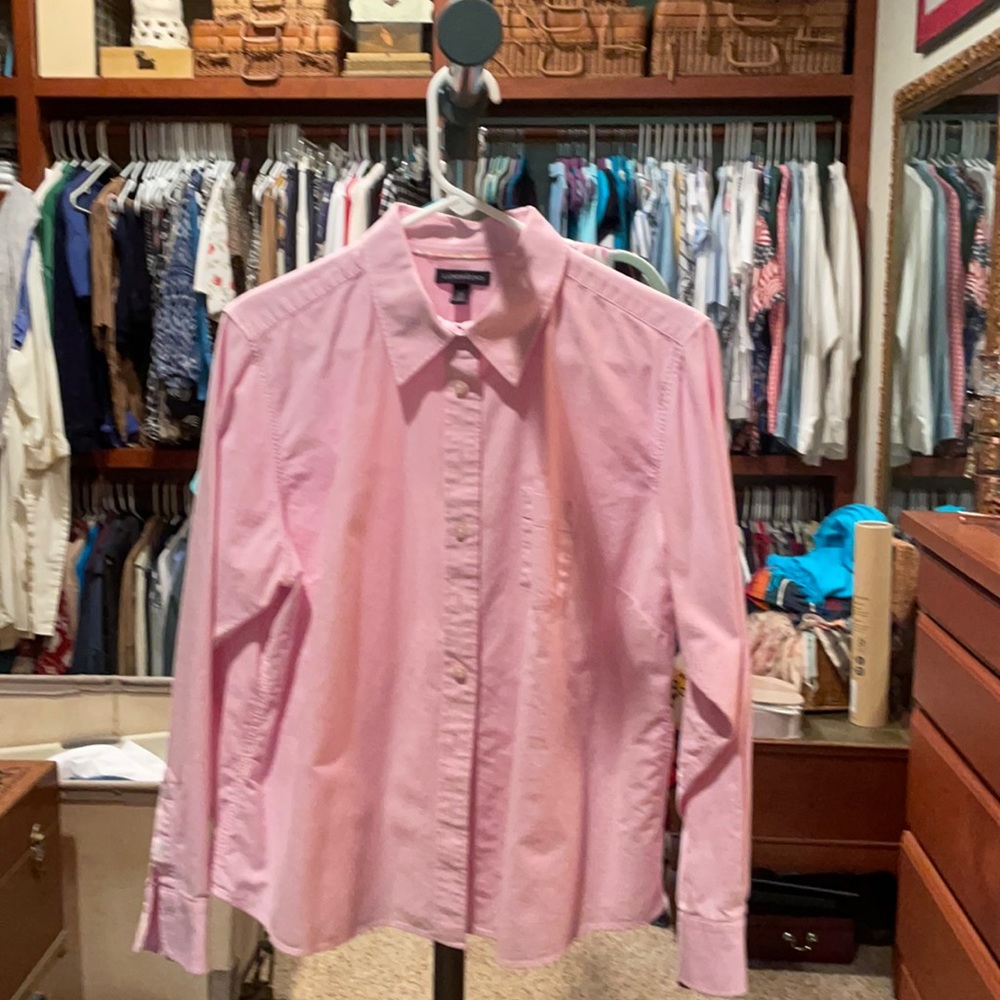 Pink Oxford button shirt Lands’ End L/P 14-16